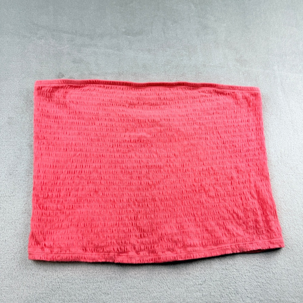 American Eagle Women's XL Smocked Tube Top Coral Pink Strapless Crop